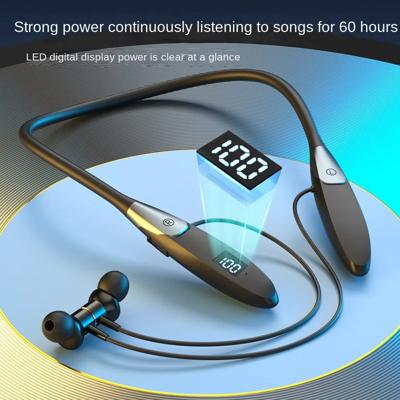 

Wireless Bluetooth 5.0 Neckband Earphones Stereo Sports Earphones Sweatproof and Waterproof Magnetic Earphones Pluggable