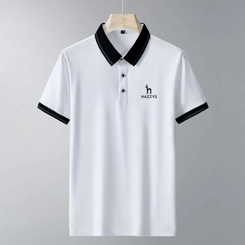 Men's HAZZYS Clothing Classic Polo T Shirt For Golf Wear Summer Short Sleeve Men Casual Cotton Luxury Designer Solid Slim Polos