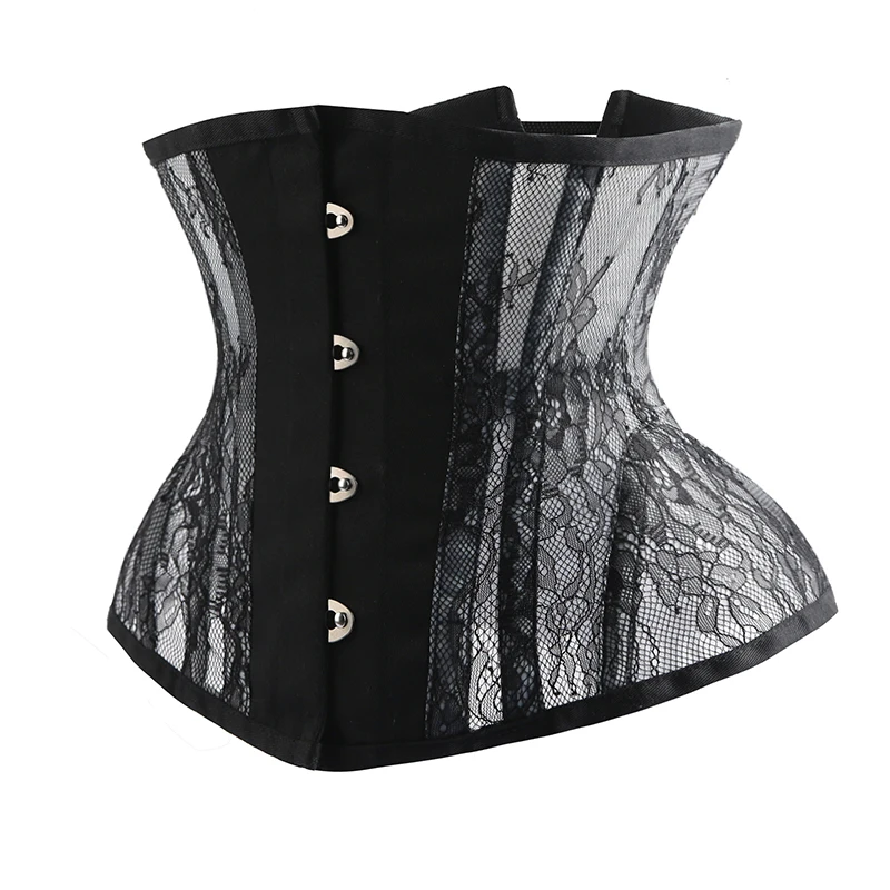 

hourglass waist trainer corset short torso underbust gothic lace bustiers corsets women slimming modeling strap 14 steel bones