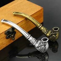 vintage brass dragon pattern bent smoking tobacco pipe accessories chinese traditional pure copper cigarette holder collections