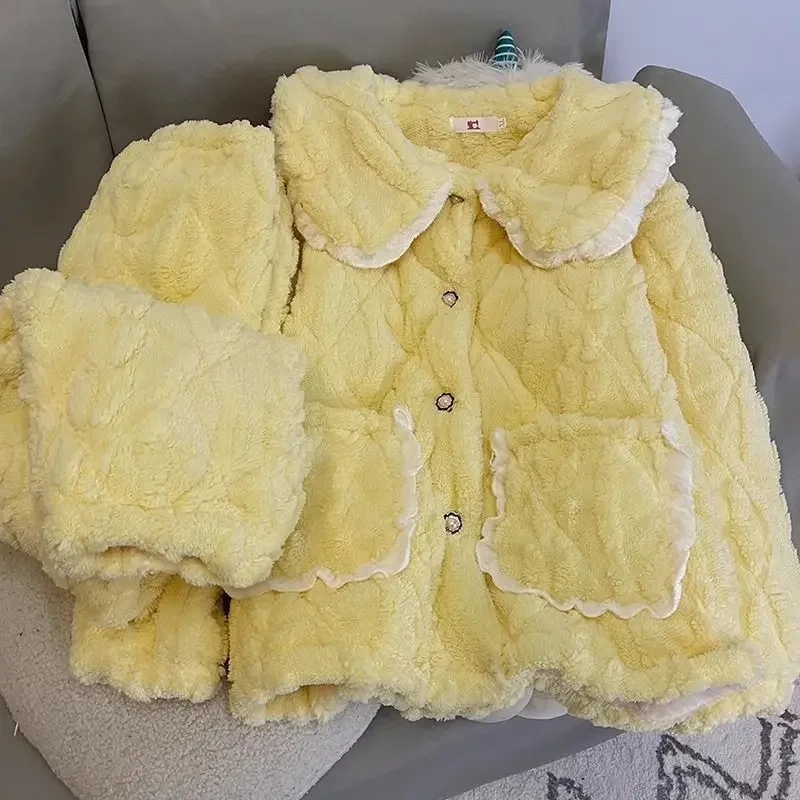 Интенсификация три слоя хлопка теплый костюм с длинными рукавами домашняя