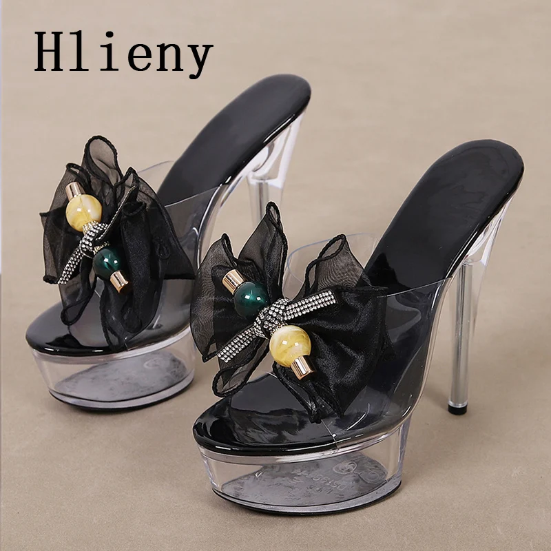 Новинка 2024 сексуальные тапочки Hlieny на прозрачном каблуке женские летние модные