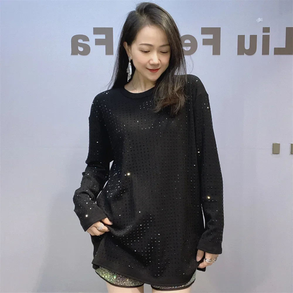 Утолщенная шлифовка осенне-зимняя женская базовая футболка средней длины