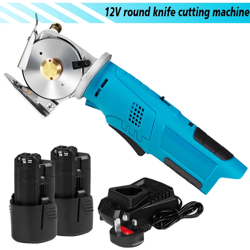 

12V Round Knife Cutting Machine Portable Rechargeable Electric Cloth Cutter Leather Sewing Handheld Machine With 12V Battery