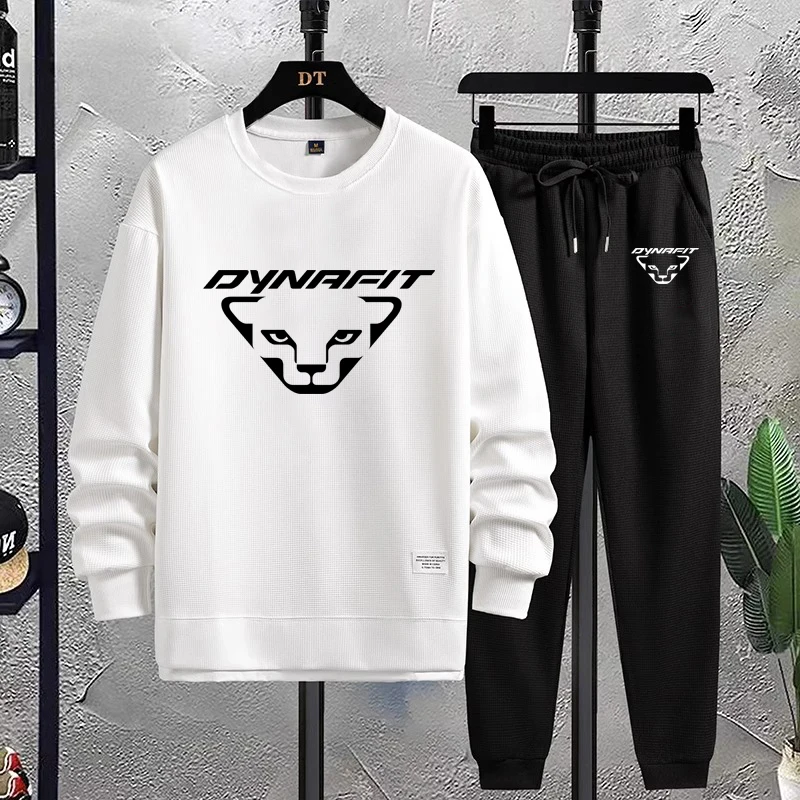 

Fashion DYNAFIT Men's Tracksuit Set 2023New Waffle Autumn Long Sleeve Casual Jogging Sports Suit Sweatshirt+Pants Men Sportswear