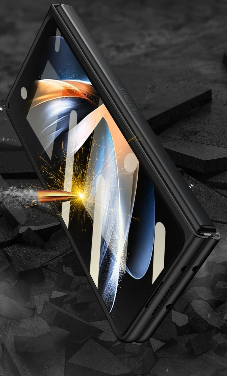 Shockproof Armor Hinge Case For Samsung Galaxy Z Fold 5 4 360 Full Screen Protector Matte PC Phone Cover Z Fold 3 2 Glass Film