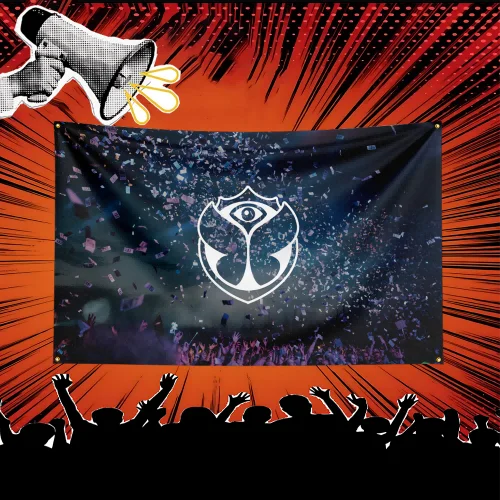 Фото Флаг в стиле рок-музыки, вдохновленный Tomorrowland, полиэстеровый баннер для декора стен спальни, подарок для любителей музыки №3