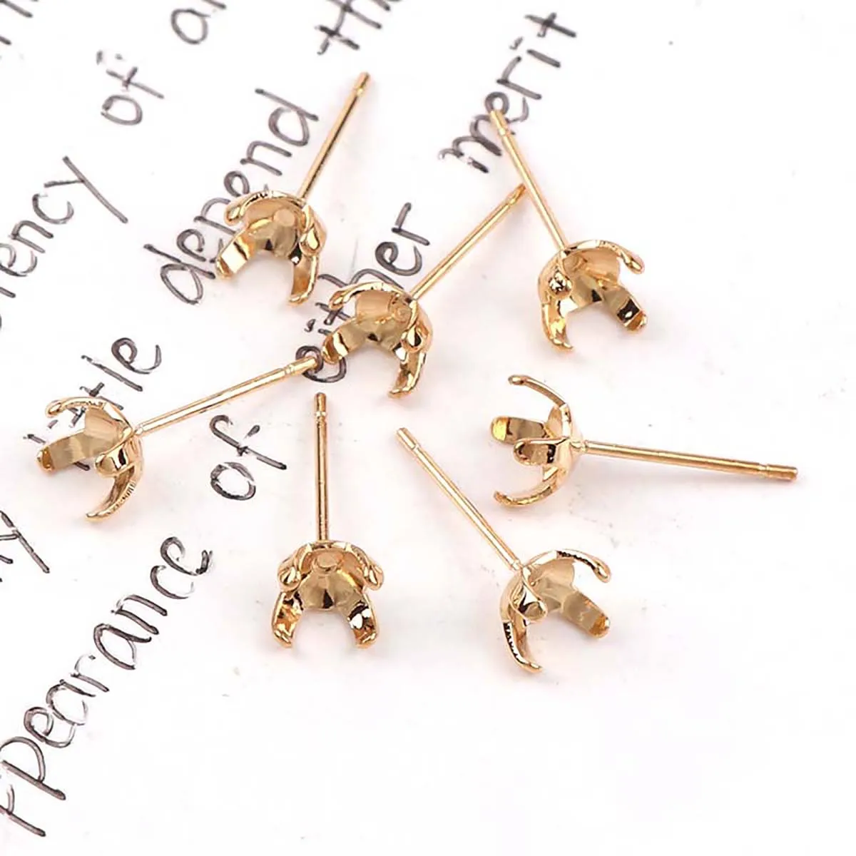 

20Pcs 6mm Metal Blank Studs Earring Claw Ear Post Pins KC Gold Cup Base Earring Setting DIY Jewelry Making Findings