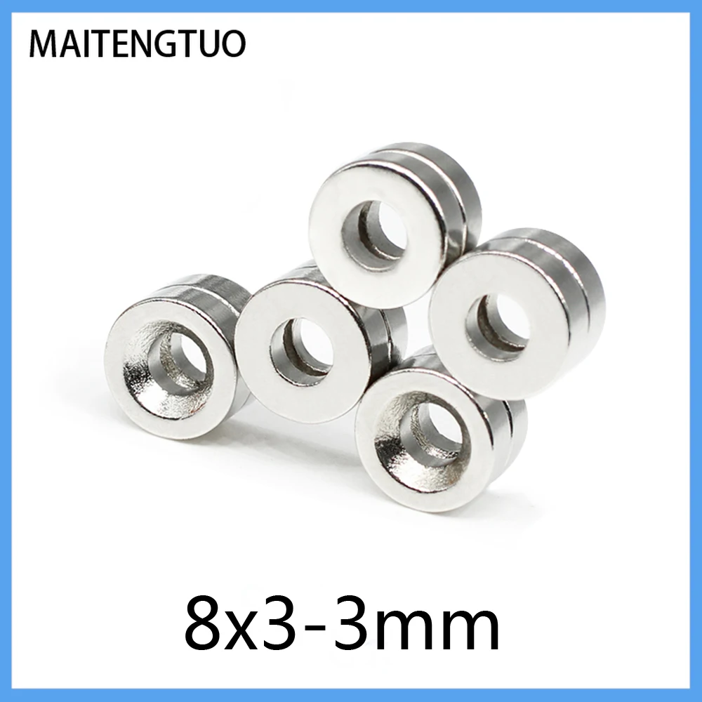 

10/20/50/100/200/300/500PCS 8x3-3mm Round Countersunk Neodymium Magnet 8x3 Hole 3 mm N35 Powerful Strong Magnets 8*3-3