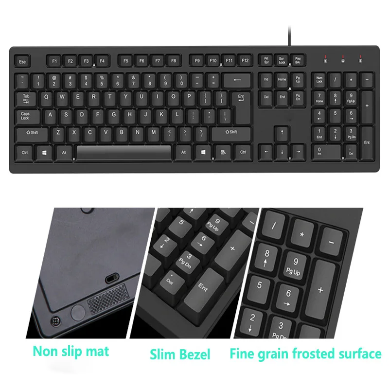 

2PCS Portable Keyboard USB Wired Keyboard For Game Laptop PC Business Office