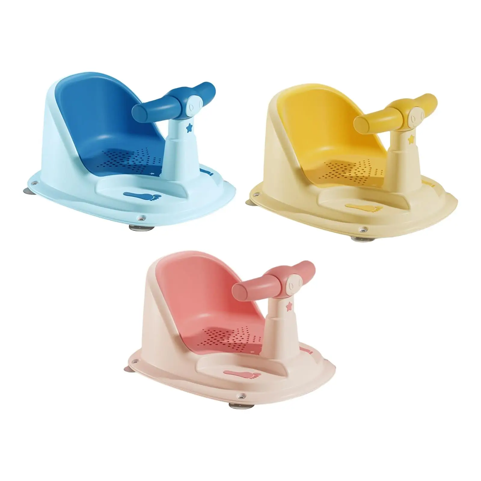 

Suction Cup Shower Chair Bath Seat Bathroom Sit up Bathing Drain Hole Seat Anti Slip Stable for 6 Month & up Baby Newborn Kids
