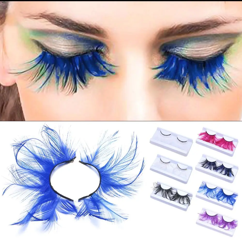 Feather Halloween False Eyelashes Extra Long Extension False Eyelashes Exaggerated Lashes for Masquerade Party Anime Cosplay