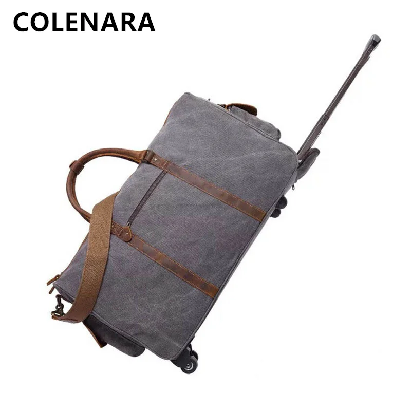 COLENARA Luggage High Quality Women's Canvas Trolley Case New Men's Fashion Travel Handbag Universal Wheel Rolling Suitcase