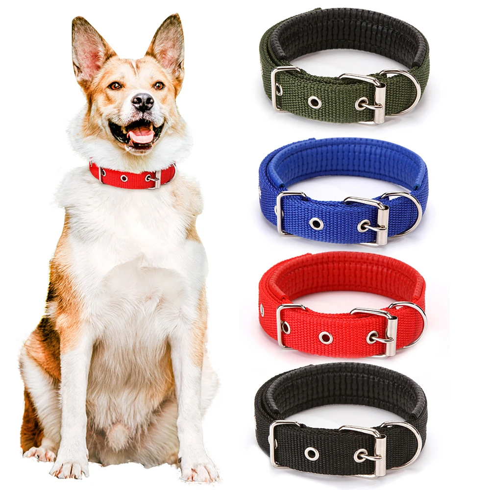 

Однотонные ошейники для домашних животных из полиэстера, 1 шт., прочное ожерелье для собак, Регулируемый мягкий ошейник для собак малого и ср...