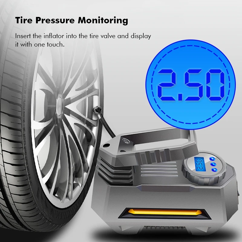 

Portable Tire Inflator Car Air Compressor Pump 12V Electric Auto Pressure LCD Digital Display Automobile Car Truck Inflator