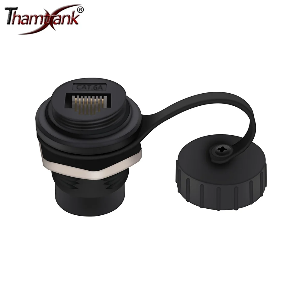 

1pc RJ45 Female to Female Cat6A Connector 8P8C Waterproof Double Head Coupler Adapter with Waterproof Dust Cap