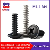 pwb carbon steel nickel plated m1 4 m2 m3 m4 cross round head self tapping screw with pad pan head tapping screws with washer