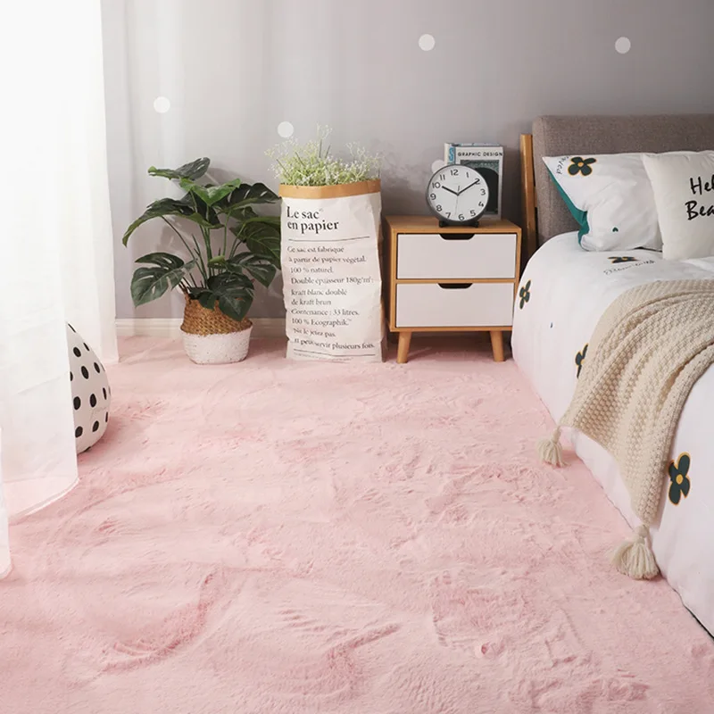 

Faux Rabbit Fur Carpet Super Soft Silky Touch Area Rugs for Bedroom Rectangle Carpets for Livingroom Floormat Bedside Rug