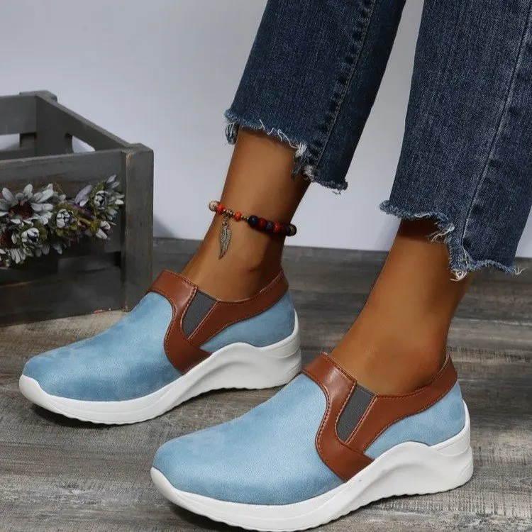 

Women Shoes 2022 Platform Increase Casual Shoes Solid Color Round Toe Loafers Women Pull-on Flat Women's Shoes Large Size 35~43