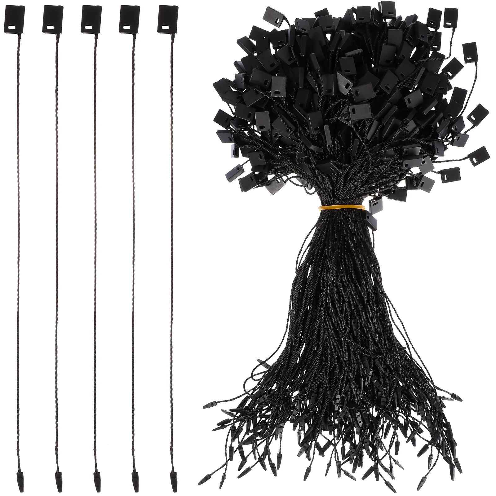 

950 Pcs Retail Tags Clothes Hanger Lines Black Lanyards Size Fasteners Labels Garment String