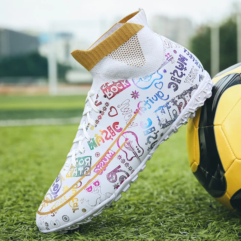 Hot Selling Men's Football Shoes High Ankle Football Shoes TF Outdoor Youth Football Training Boots Men's Football Shoes 35-45