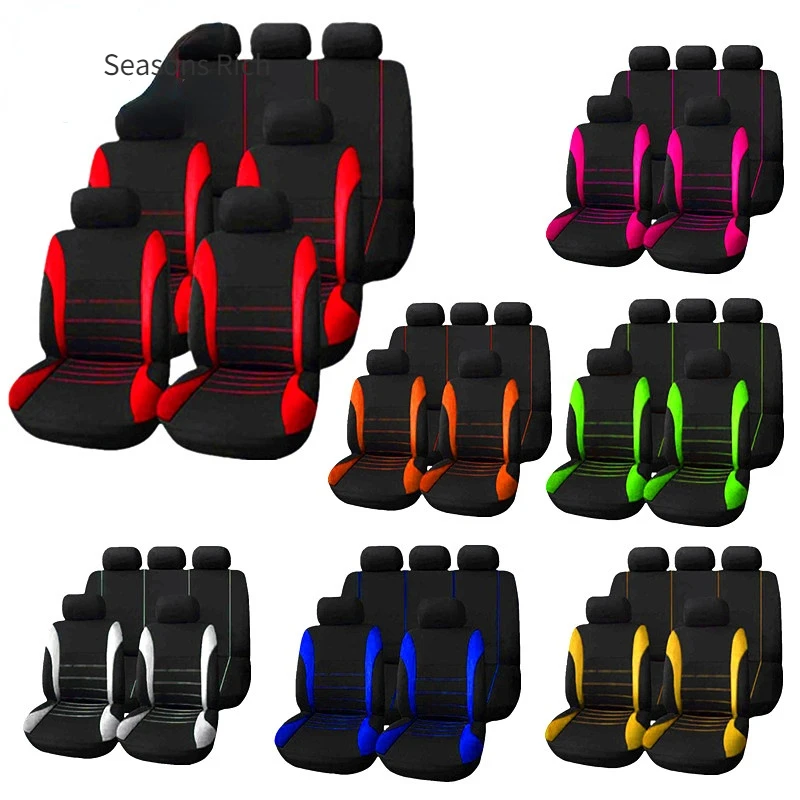 

Auto Parts Car Seat Cover Polyester Fabric 2/4/9 Piece Set Four Season Universal Front/Rear Car Seat Cushion