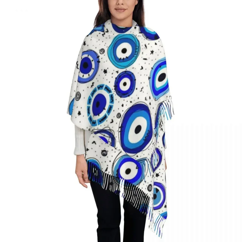 

Evil Eye For Women Warm Winter Cashmere Shawls And Wrap Greek Amulet Nazar Lucky Long Large Shawl Scarf Daily Wear