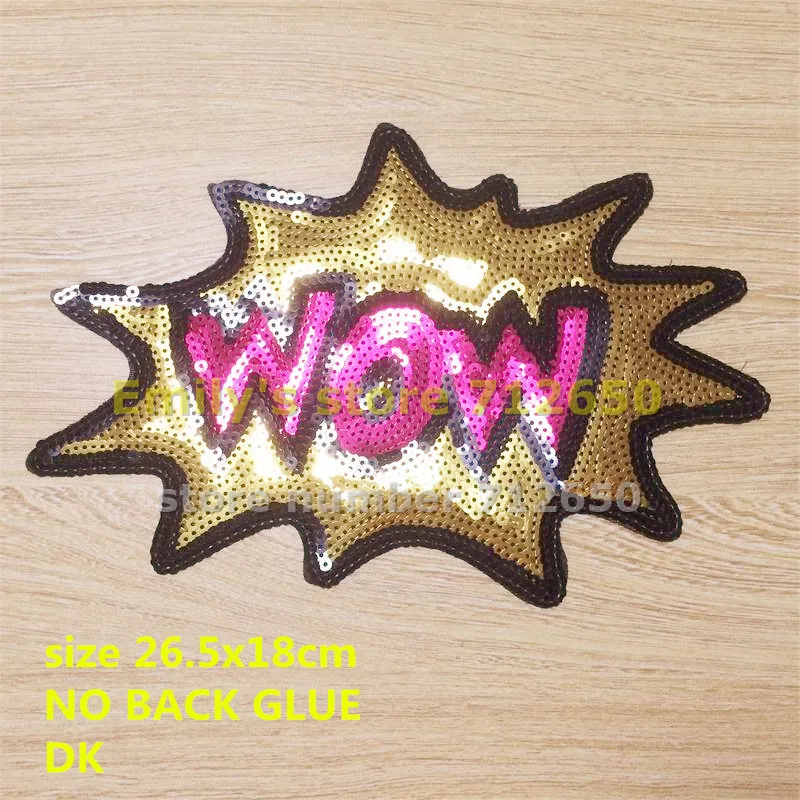 Пришить 5 шт. WOW популярный мультфильм в блестках вышитые нашивки DK модный мотив