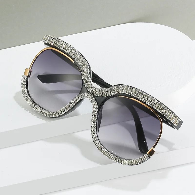 

Luxury Round Sunglasses Women Fashion Black Clothing Accessories Anti-UV Party Diamond Quay Sun Glasses Cолнечные Oчки