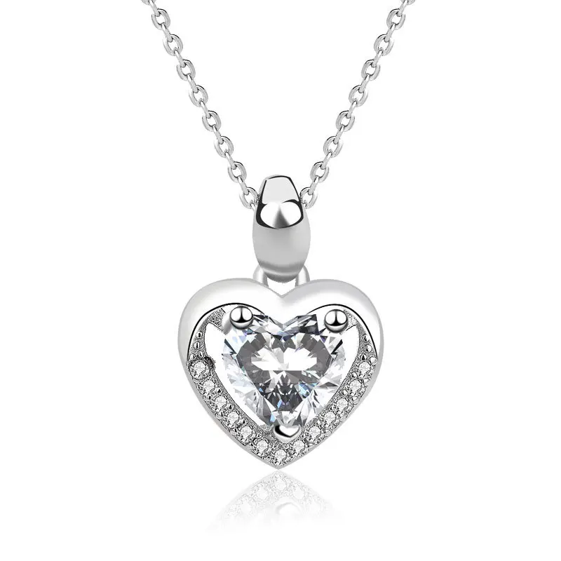 

Кулон с микро-инкрустированным сердцем из стерлингового серебра S925, женский кулон с кристаллом в виде сердца из циркония