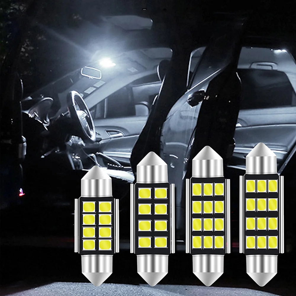 

2PCS New Festoon C5W C10W Car Reading LEDS 31mm 36mm 39mm 41mm 2835 SMD 8Chips Auto Lamps Dome Bulb Interior Lights White DC 12V