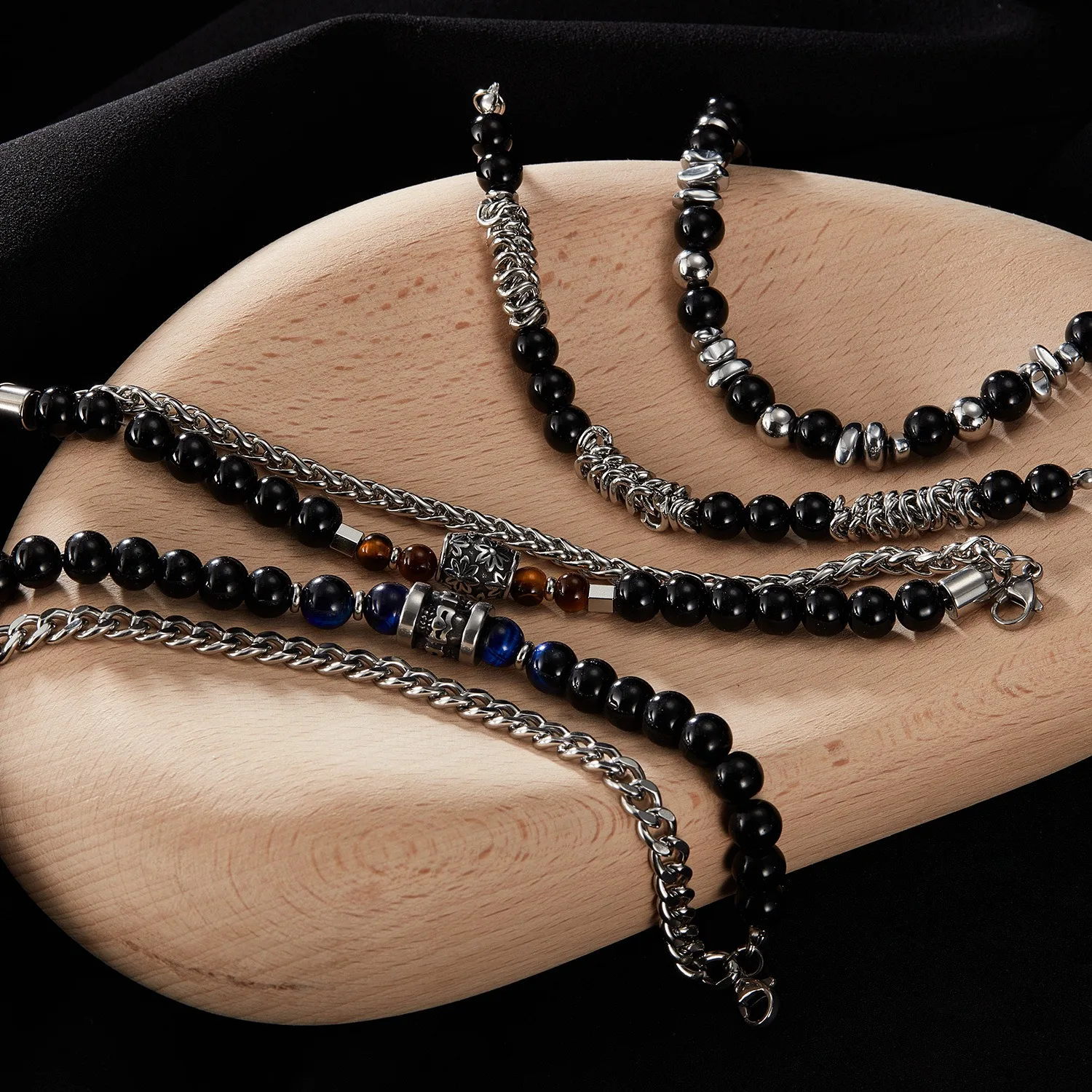 Модные ювелирные изделия из лавового камня тигровый глаз кошачий двухслойные