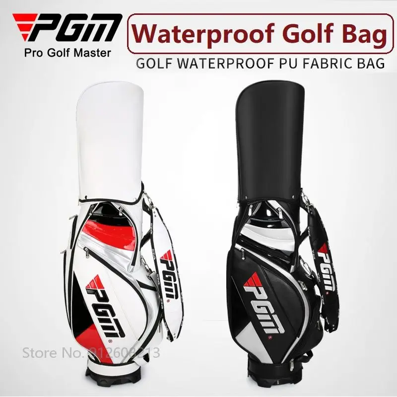 PGM PU Waterproof Golf Standard Bag Retractable Golf Stand Bags Big Capacity Clubs Bag Portable Package Can Hold A Full Clubs