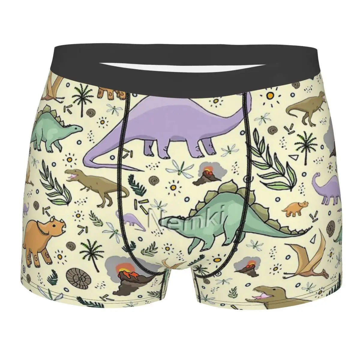 

Трусы-боксеры мужские хлопковые, нижнее белье с принтом динозавров лесных существ, шорты