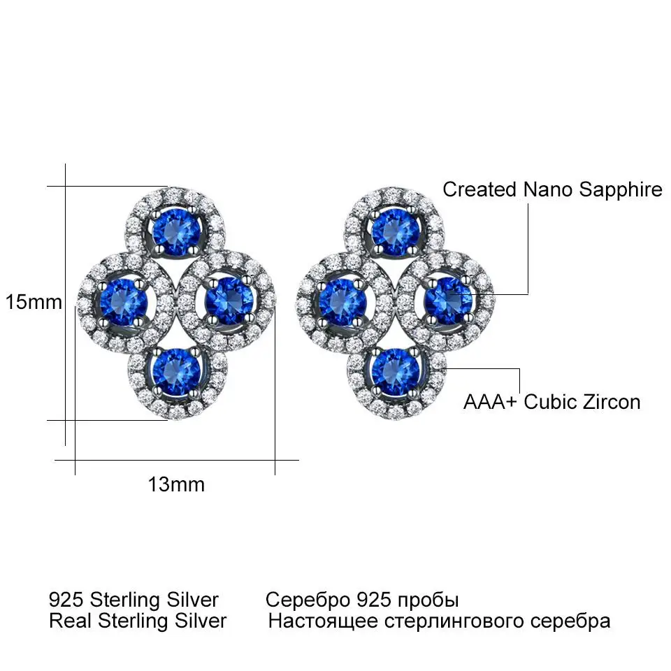 Женские серьги-гвоздики из серебра 925 пробы 2 пары