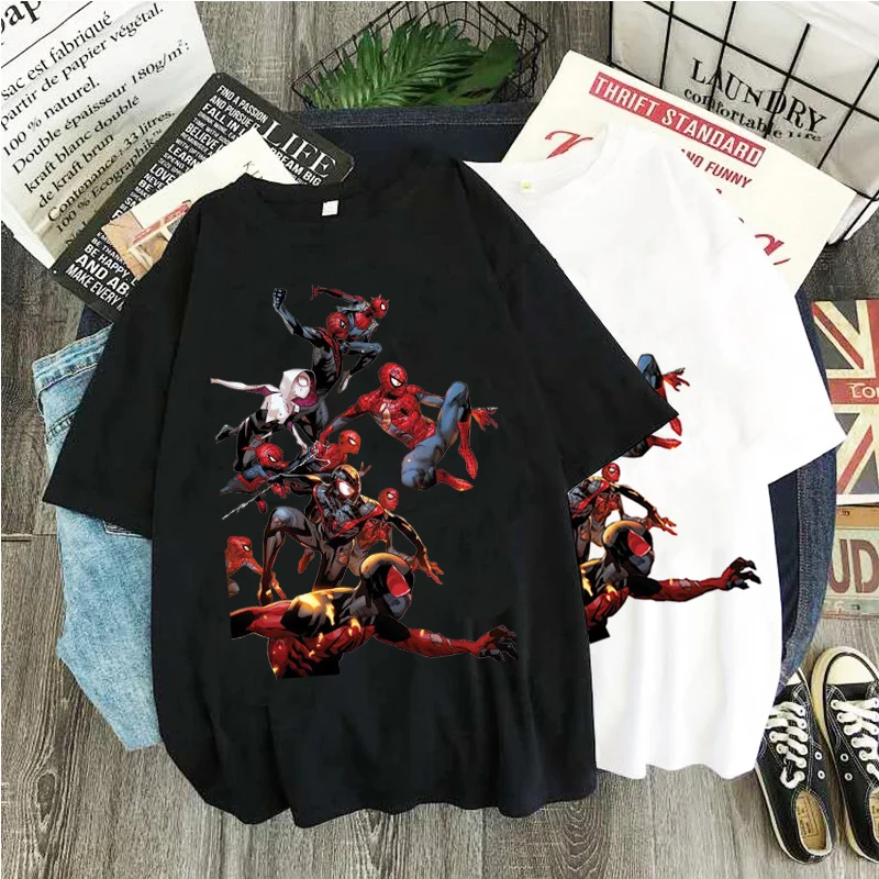 

Disney Spiderman 3 Harajuku Kawaii Women Funny Cartoon T-shirt Cute Anime Top Female Printed Short Sleeves Casual Round Neck Tee