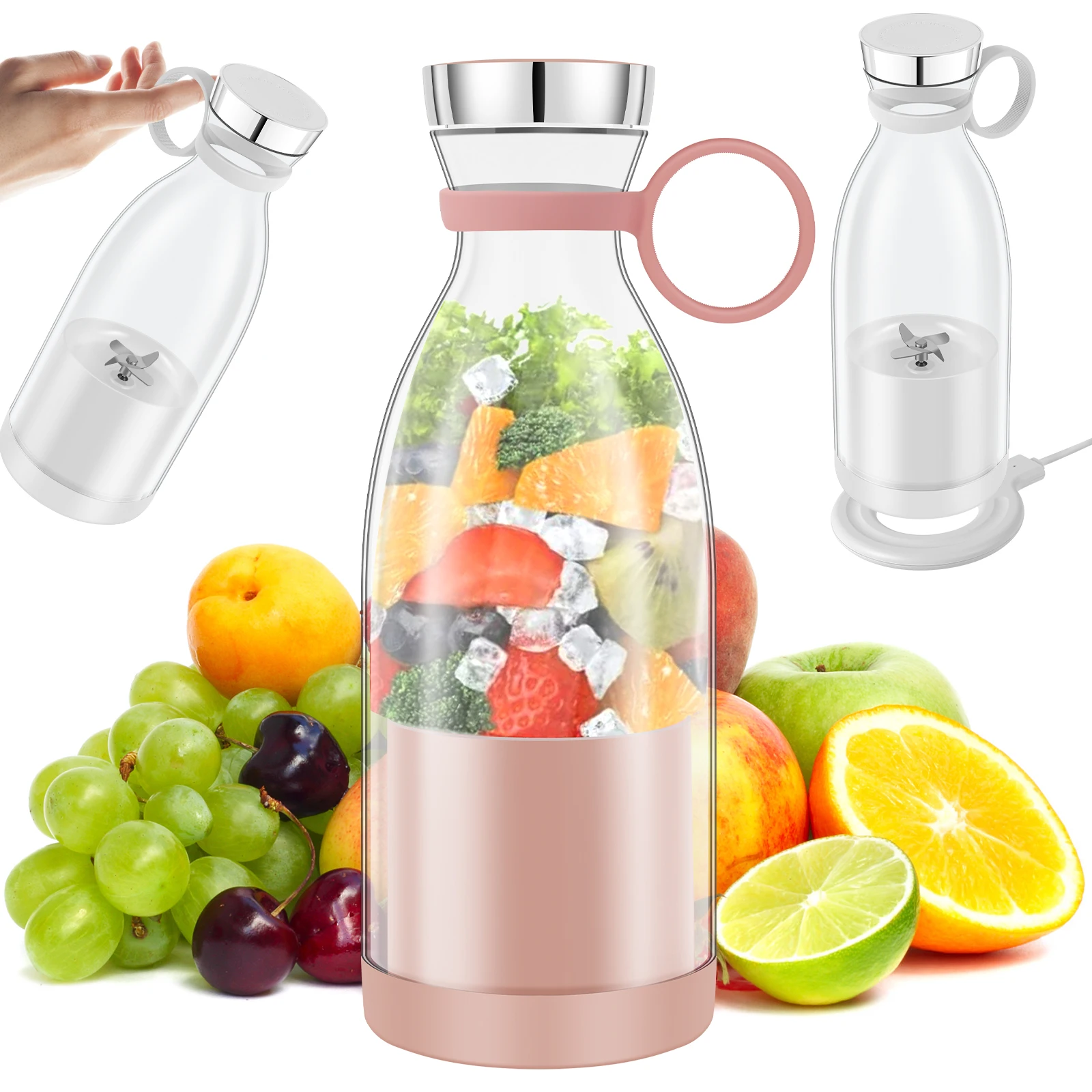 

L Mini Blender Portable Blender 1400mAh USB Rechargeable Electric Fruit Juicer Mixer Cup Travel Electric Smoothie Blender