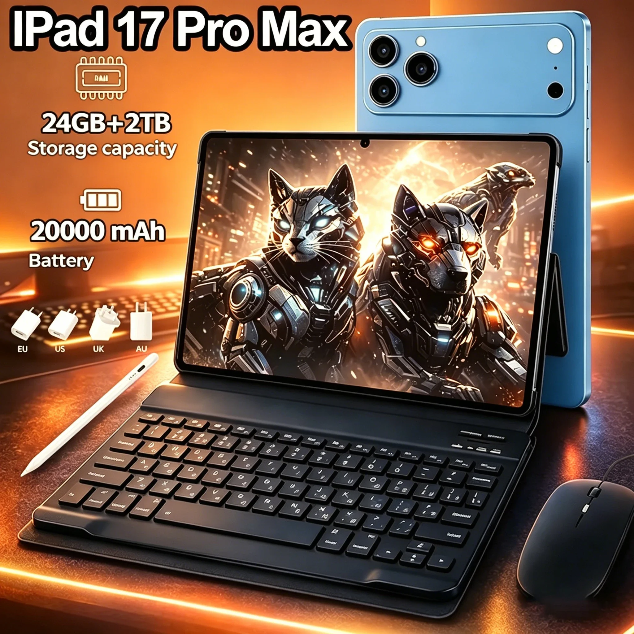 Фото Новейший планшет iPad 17Pro Max на Android 16, 22 ГБ + 2 ТБ, 20000 мАч, Snapdragon 8 Gen 3, 5G, Dual SIM, Wi-Fi, HD, MI Tab, оригинальный планшетный ПК №1