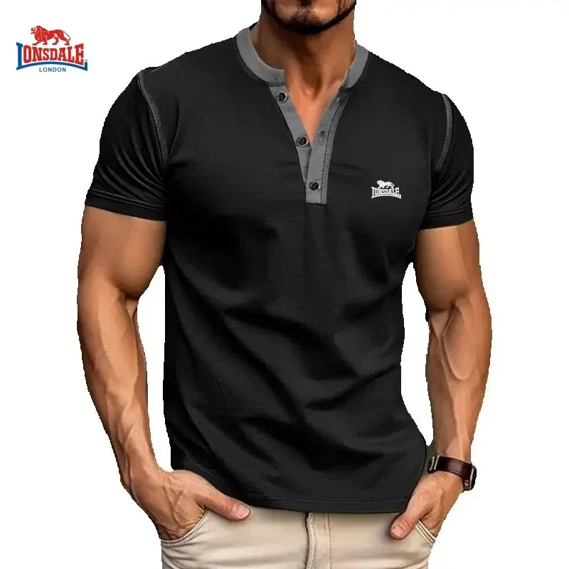 Летняя мужская высококачественная рубашка-поло Генри с вышивкой модный