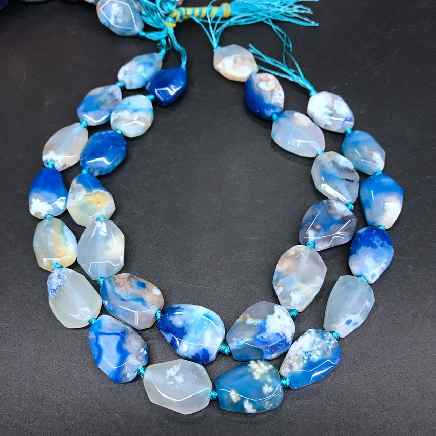 Ожерелье из амазонита сделай сам граненые Квадратные бусины Сакура и агата нитки