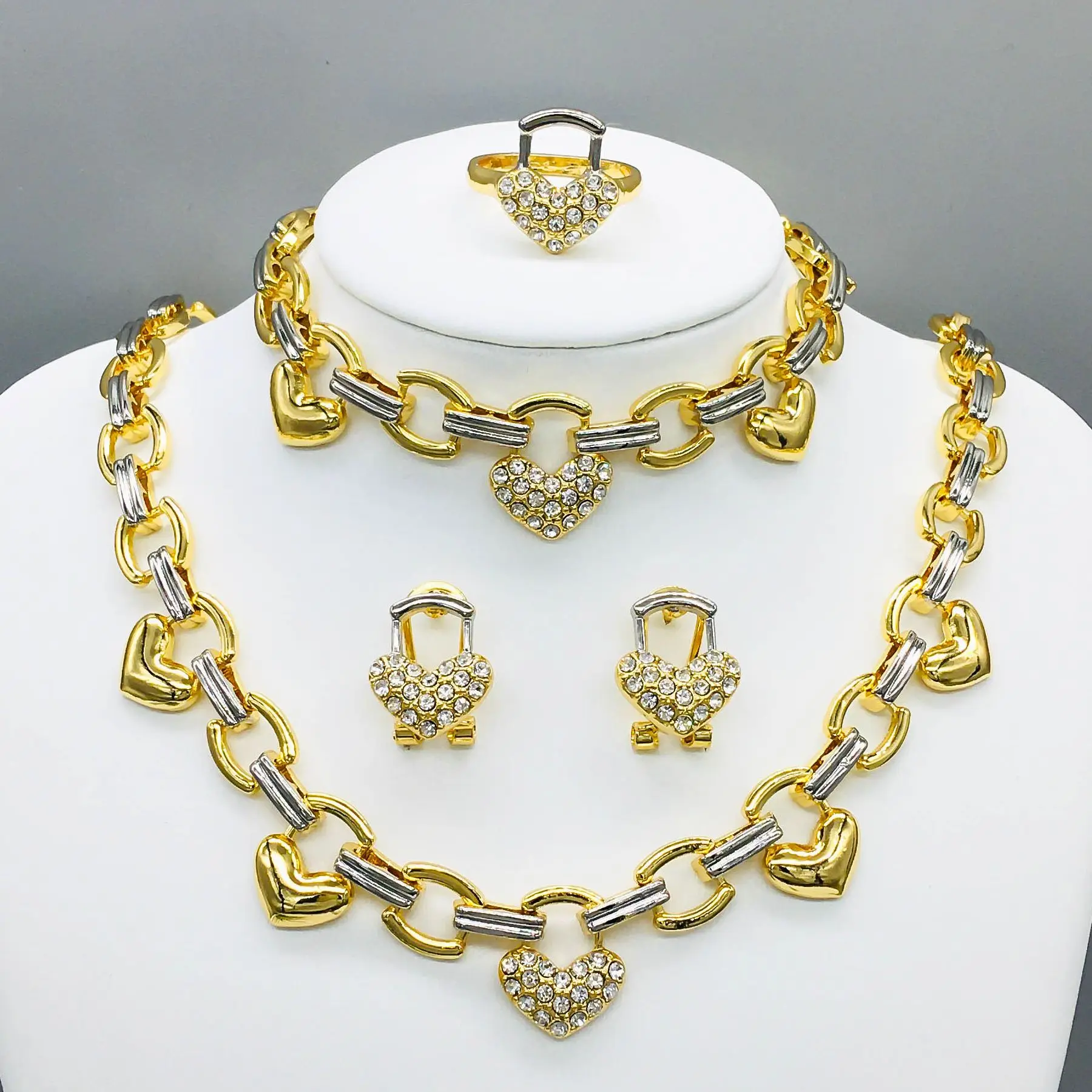 Elegant Type Italian Jewelry Sets For Women Real Gold Plated Luxury Love Lock Jewelry Gift Daily Wear Wedding Jewelry Set