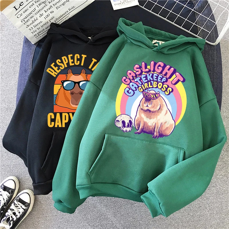 

Funny Capybara Print Hoodies Men/women Kawaii Cartoon Tops Sweatshirt Unisex Fashion Harajuku Graphic Hooded Pullovers Male