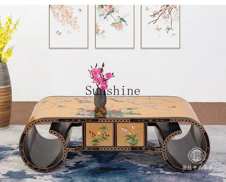 Новый китайский роскошный антикварный объемный стол из цельного дерева простой