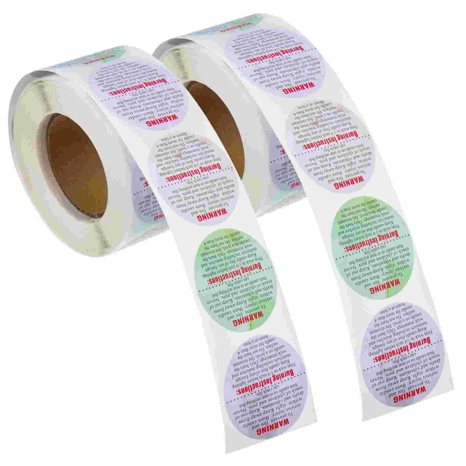 

2 Rolls Warning Sticker Wax Melting Safety Stickers Making Label Manual Removable Jar Decal Coated Paper
