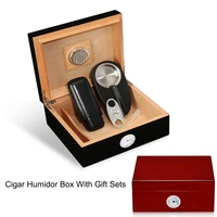 cedar wood cigar box cigar humidor case moisturizer storage box with gadgets gift set ash ashtray zigarren travel case cutter