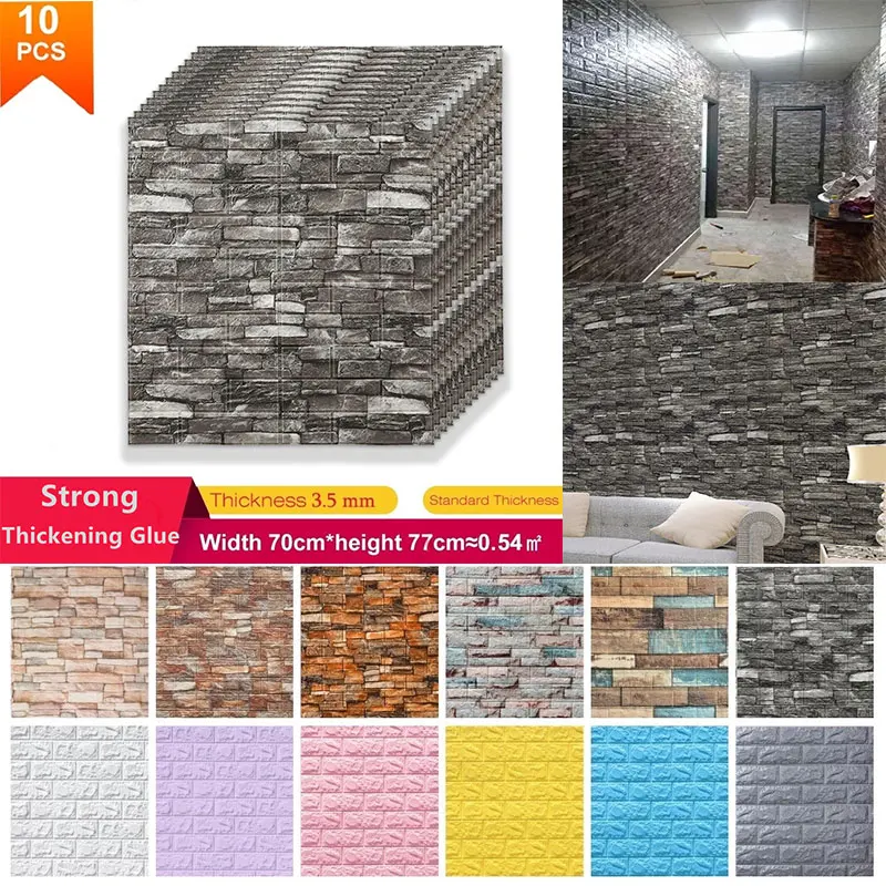 

10 Pcs Marble Modern Wallpaper 3D Self Adhesive Wall Panel Home Luxury Decor Living Room Bathroom Waterproof Foam Wall Stickers