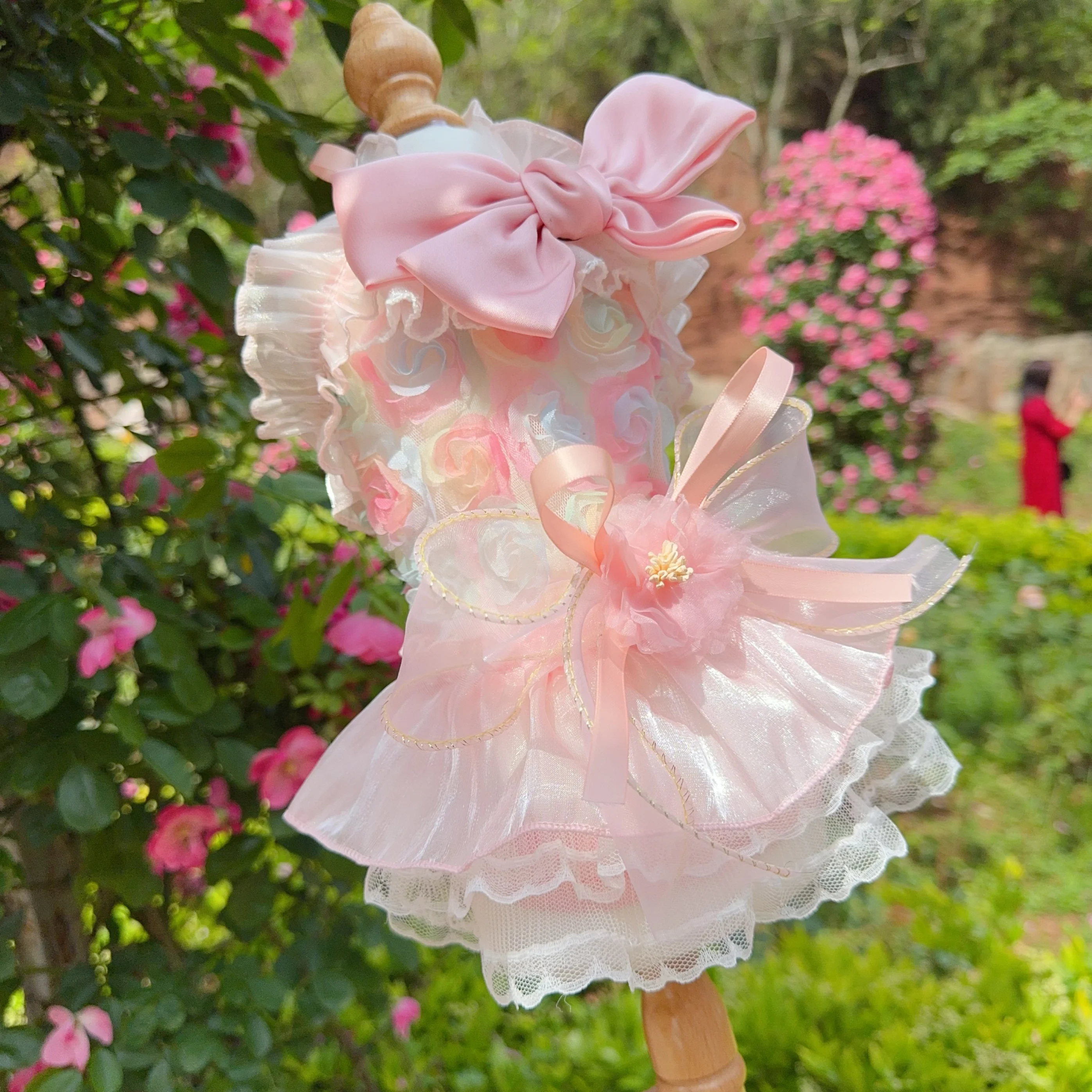 Летняя розовая зеленая модная юбка для щенка кружевное платье принцессы с бантом