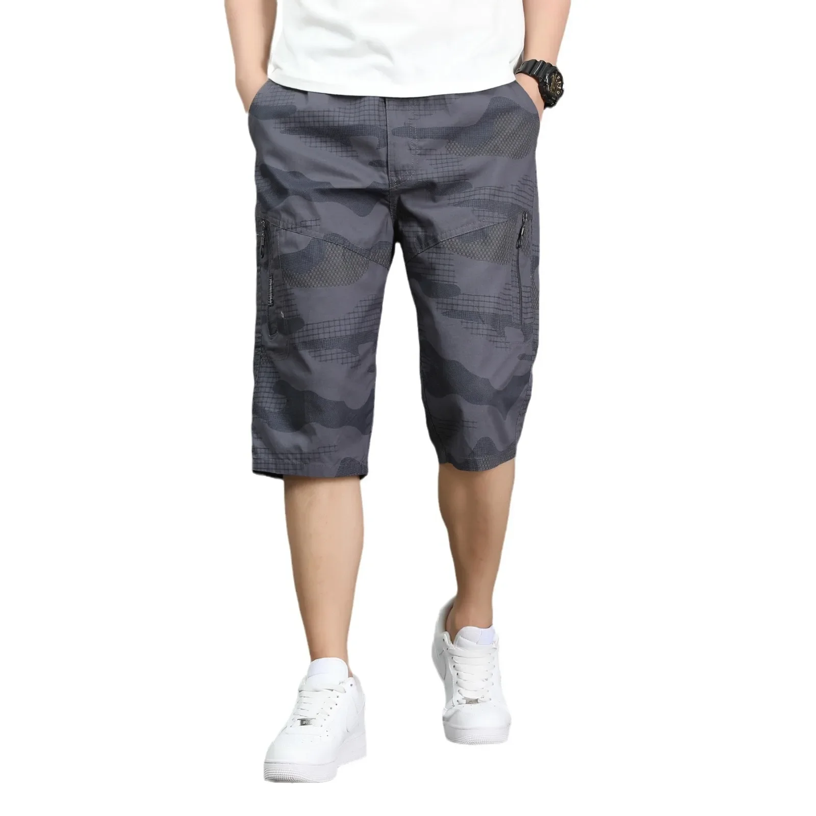 Повседневные мужские шорты свободного кроя летние камуфляжные легкие пляжные из