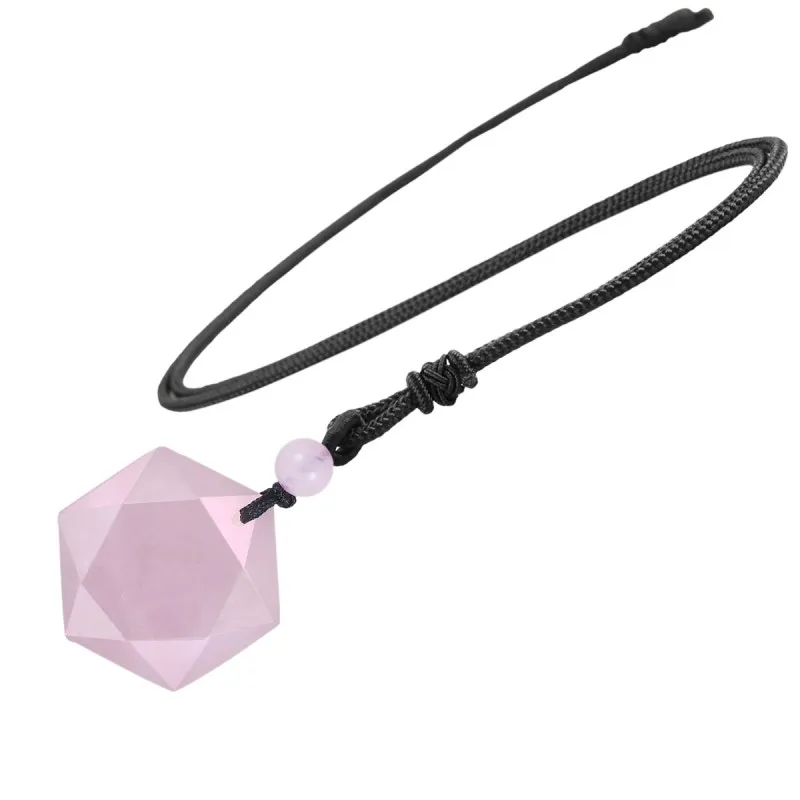 

TUMBEELLUWA Healing Crystal Stone Six-pointed Star Faceted Pendant Necklaces Reiki Balancing Energy Stone Cord Unisex Jewelry