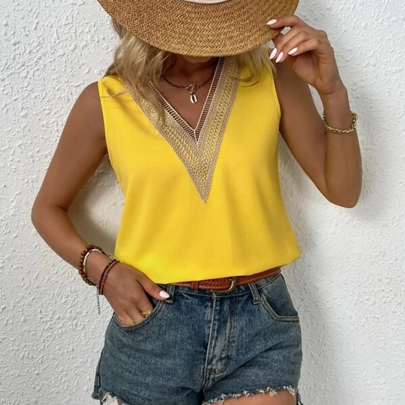 

2023 Summer Womens Tops and Blouses V-neck Lace Blouses Women Casual Shirt Vintage Female Clothing Fashion Elegant Blouse Women